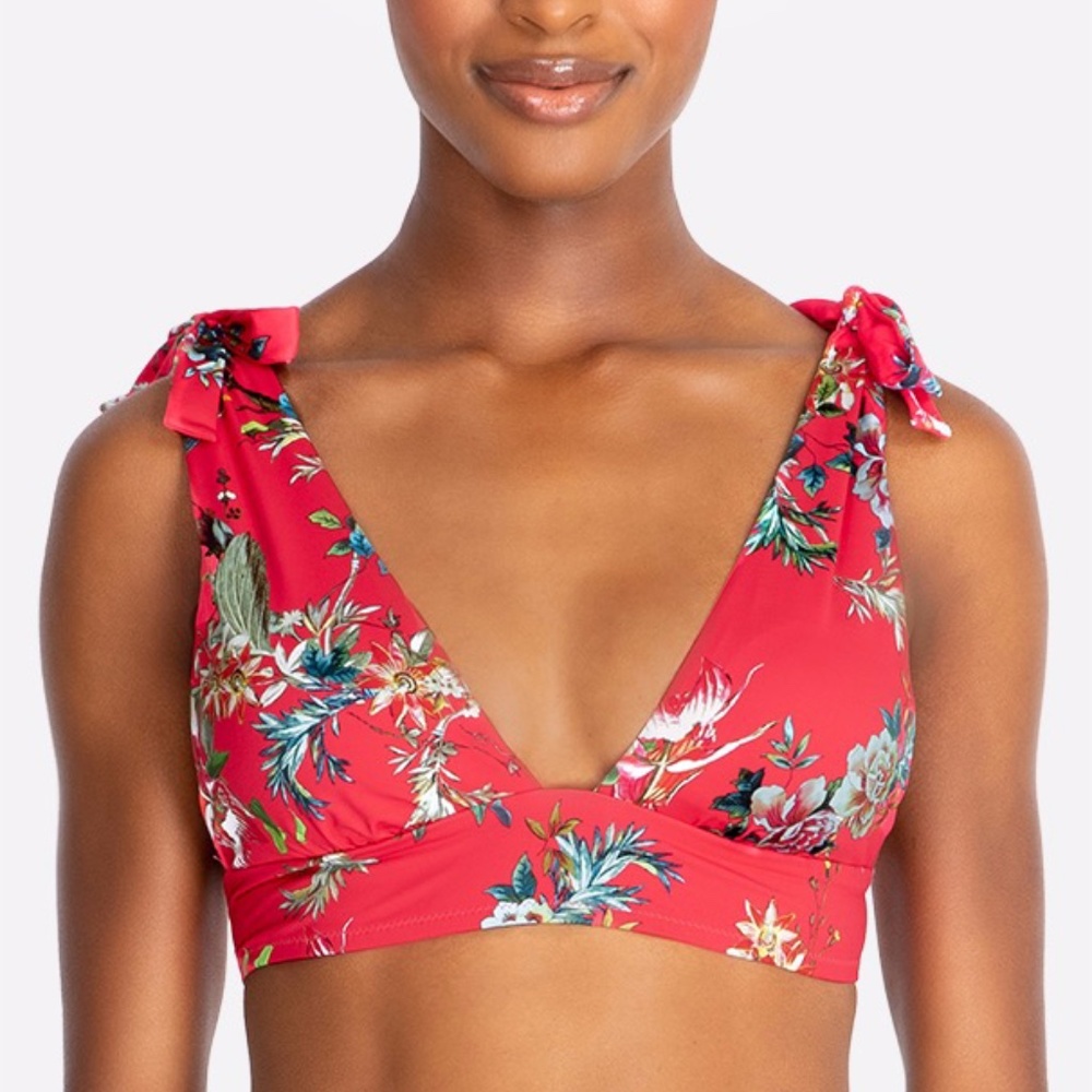 Johnny Was Malakye Floral Shoulder-Tie Bikini Top